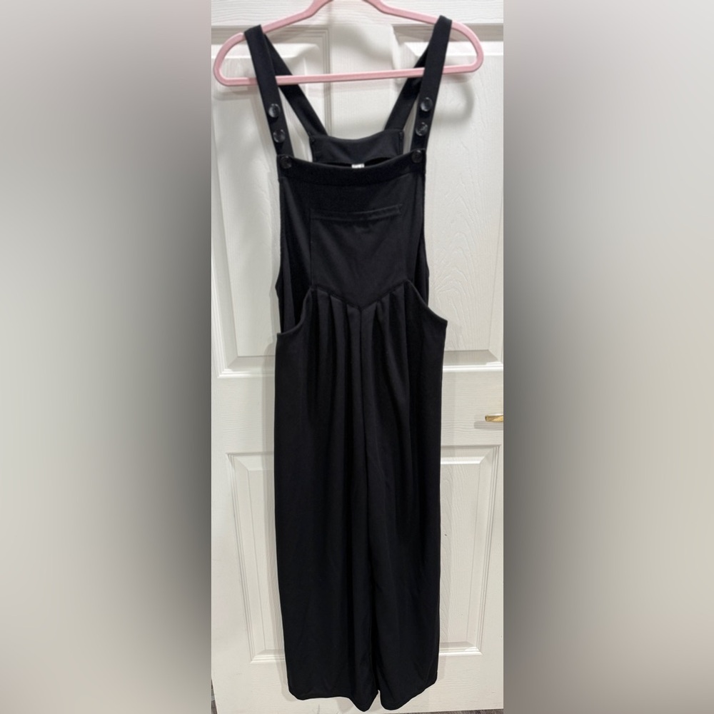 HALARA Black Wide Leg Overall Jumpsuit Size Medium NWT Adjustable Straps Pockets - Picture 3 of 15
